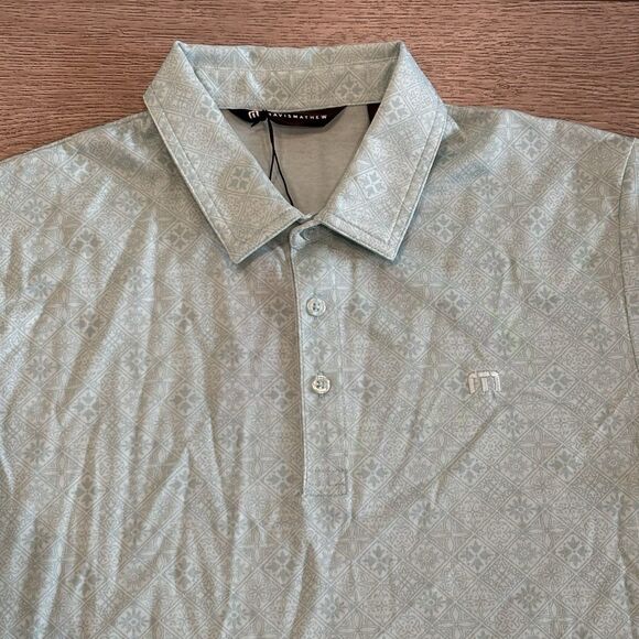 Travis Mathew Acropolis Golf Polo Shirt Mens Medium All Over Pattern Geometric - Picture 5 of 7